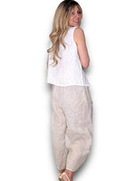 Helga May | Overlap Linen Tank - White