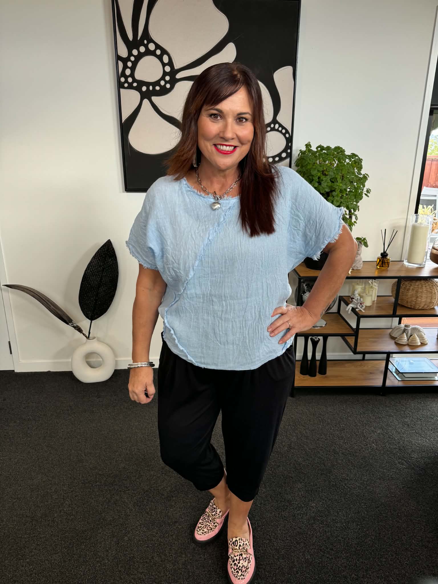 The Cottage Collection | Freya Linen Top - Cornflower