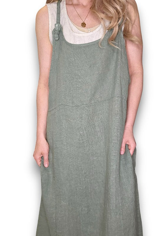 Helga May | Pinny Tie Jumpsuit - Forest