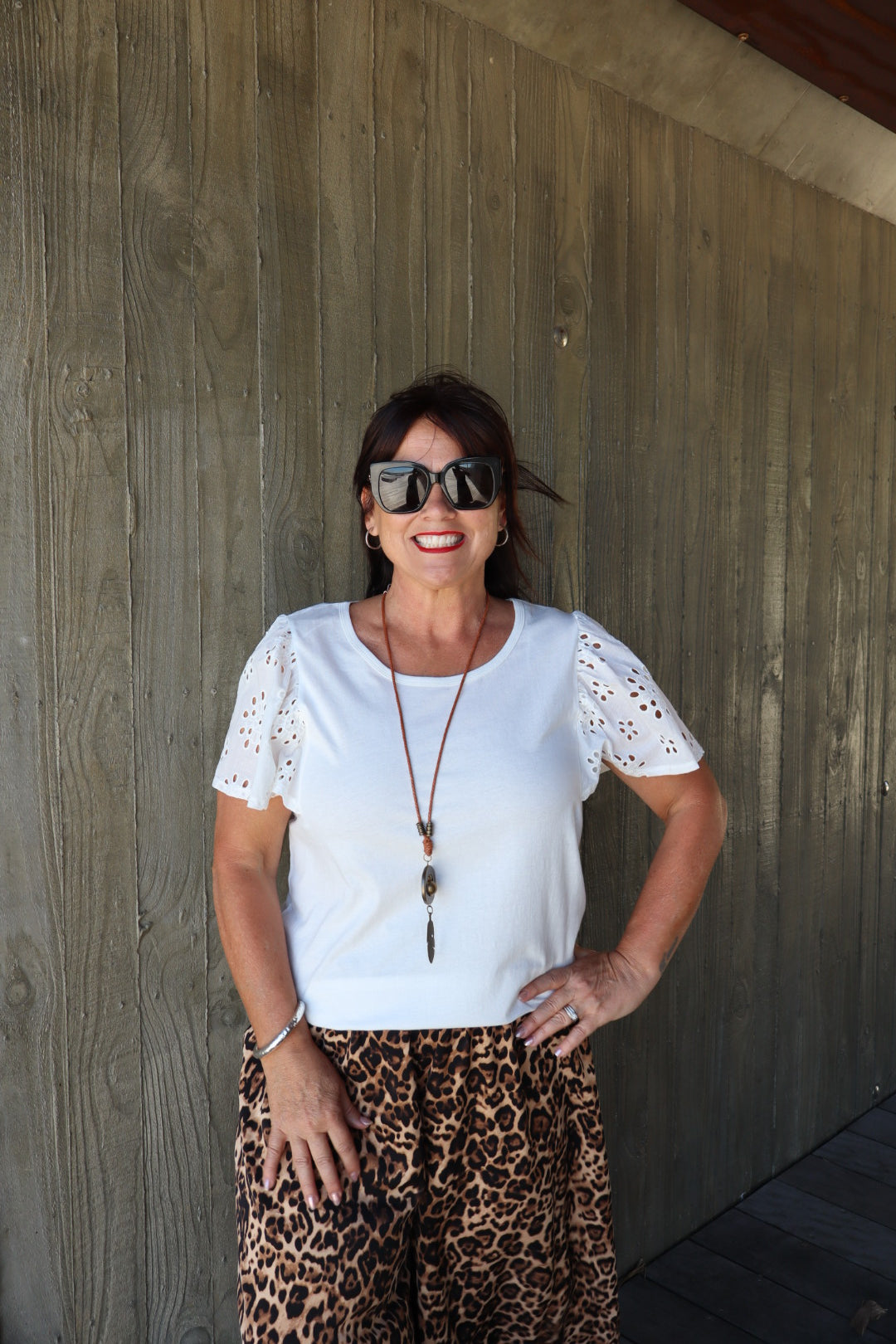 Betty Basics | Lottie Embroidered Tee - White