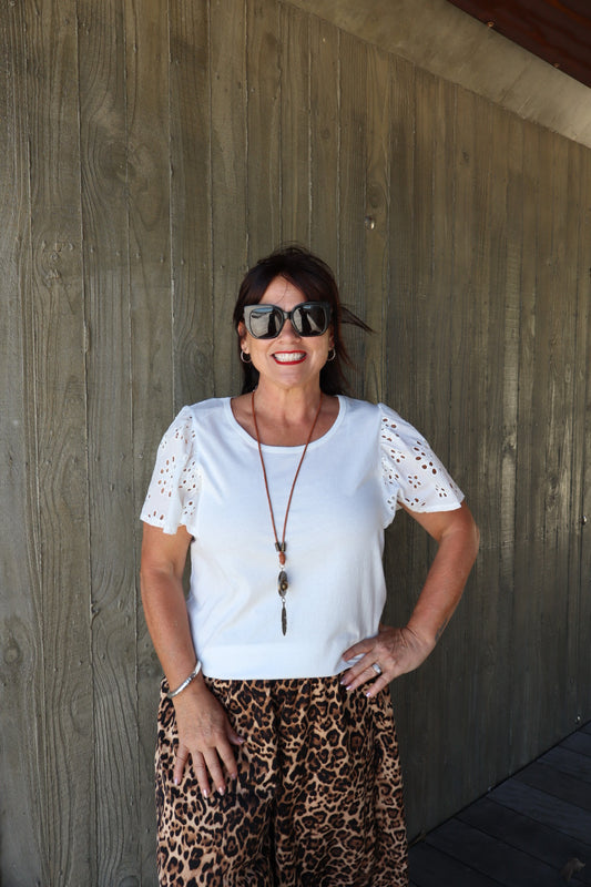 Betty Basics | Lottie Embroidered Tee - White