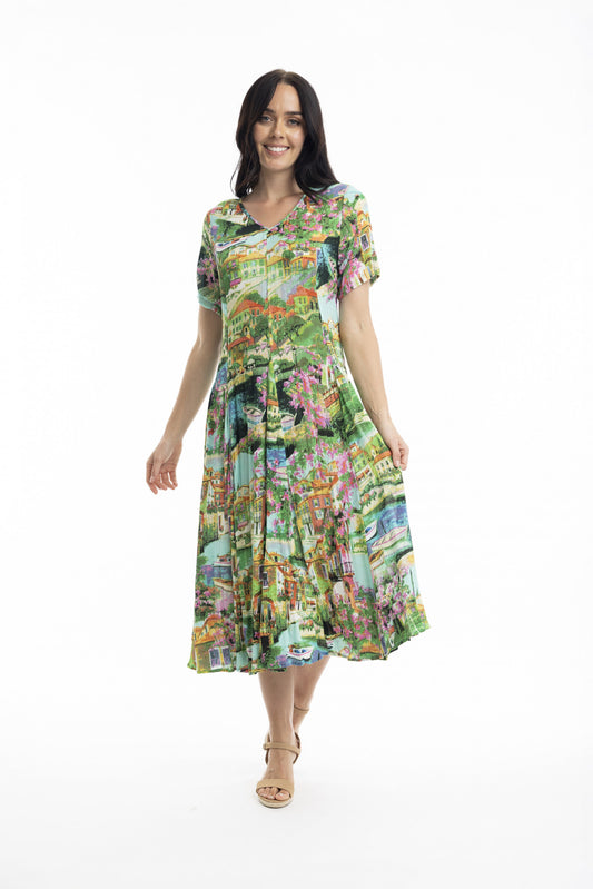 Orientique | Bellagio Short Sleeve Godet Dress