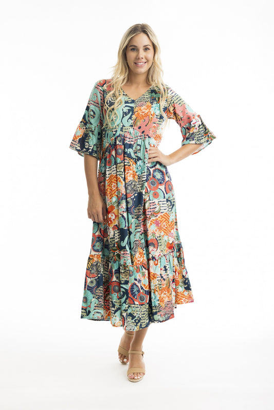 Orientique | Yakushima Midi Dress with Elbow length Sleeve