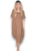 Helga May | Coffee Mid Sleeve Maxi Dress