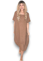 Helga May | Coffee Mid Sleeve Maxi Dress