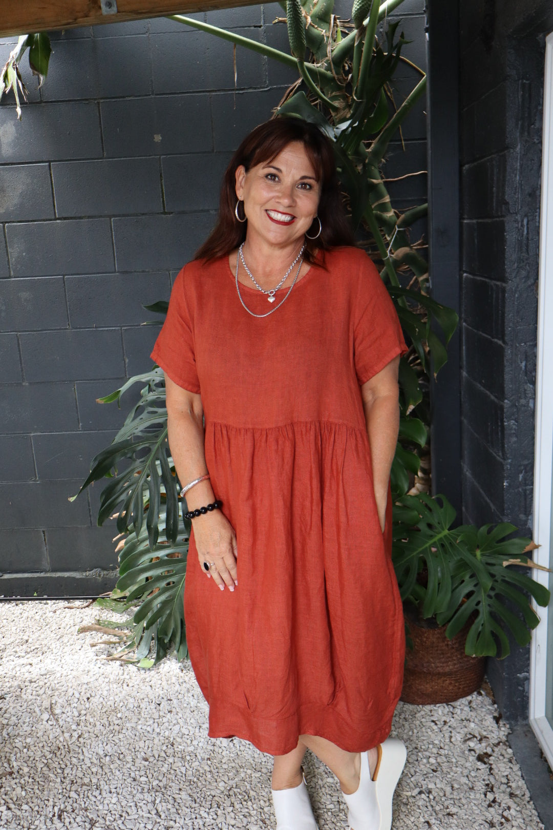 The Cottage Collection | Blake Linen Dress - Rust