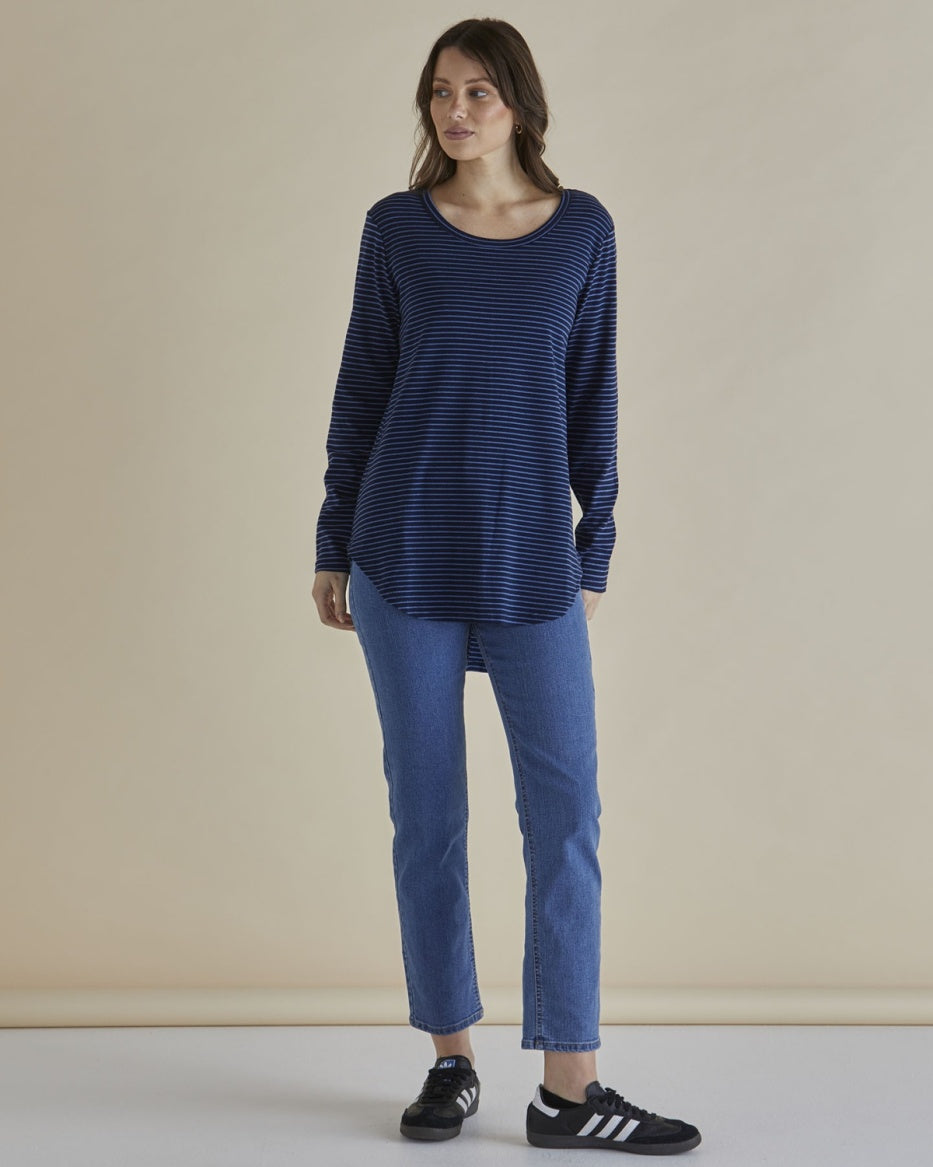 Betty Basics | Megan Long Sleeve - Blue Stripe