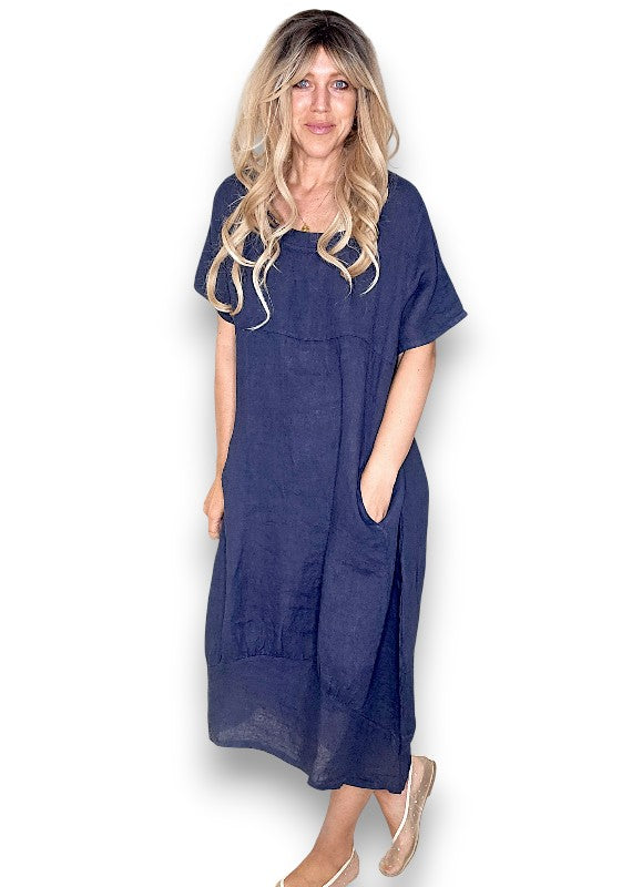 Helga May | Navy Mid Sleeve Maxi Dress