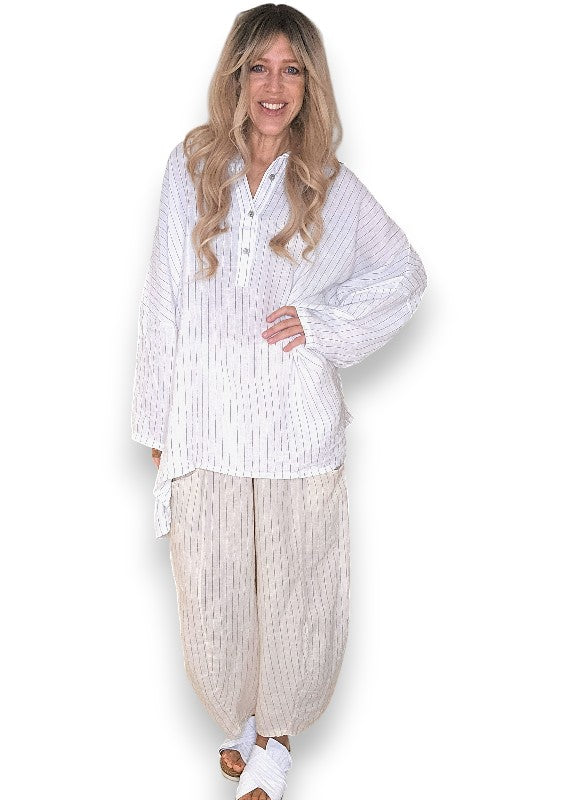Helga May | White Pinstripe Coastal Tunic