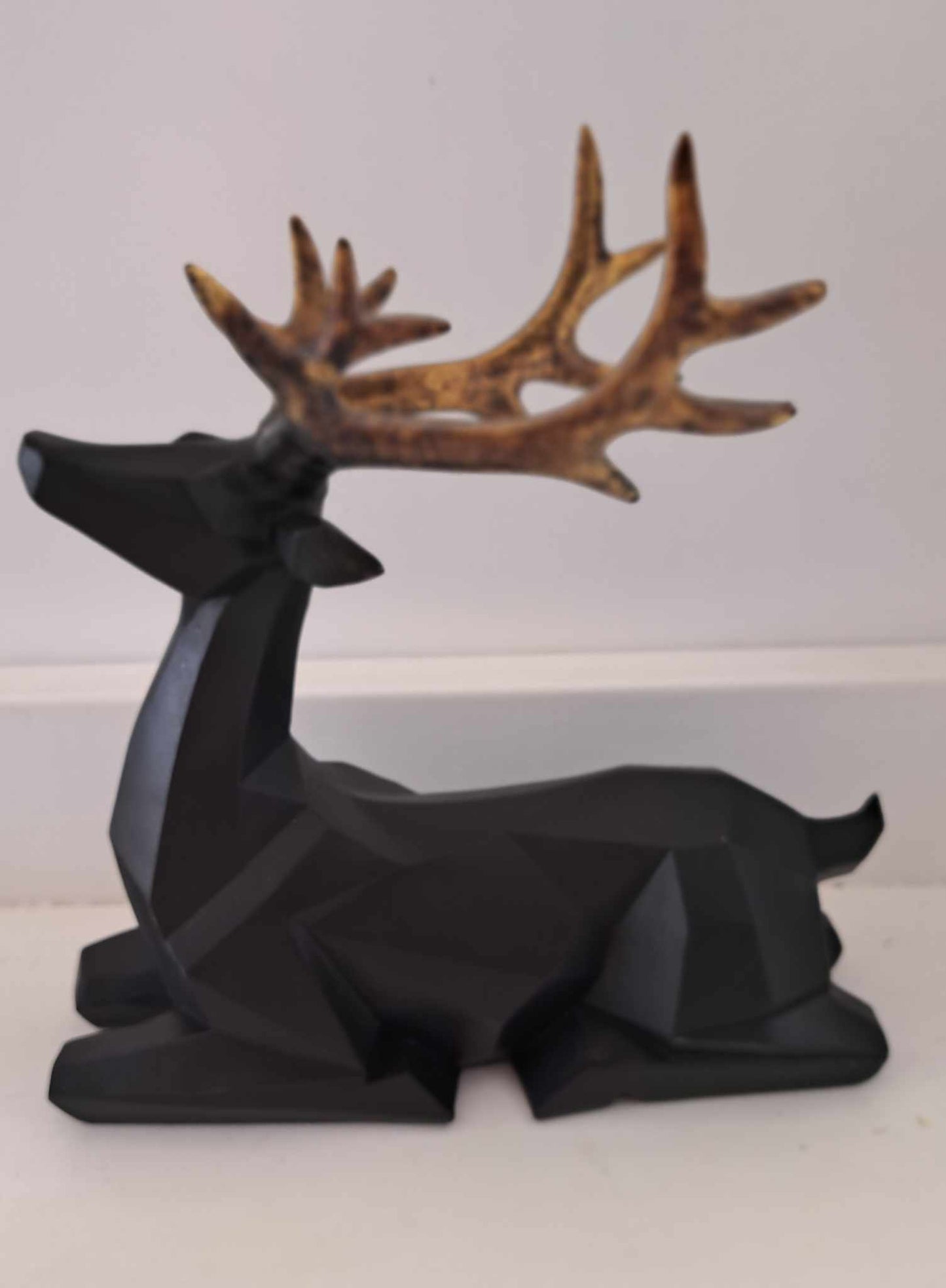 The Cottage Collection | Black Geo Stag with Gold Antlers