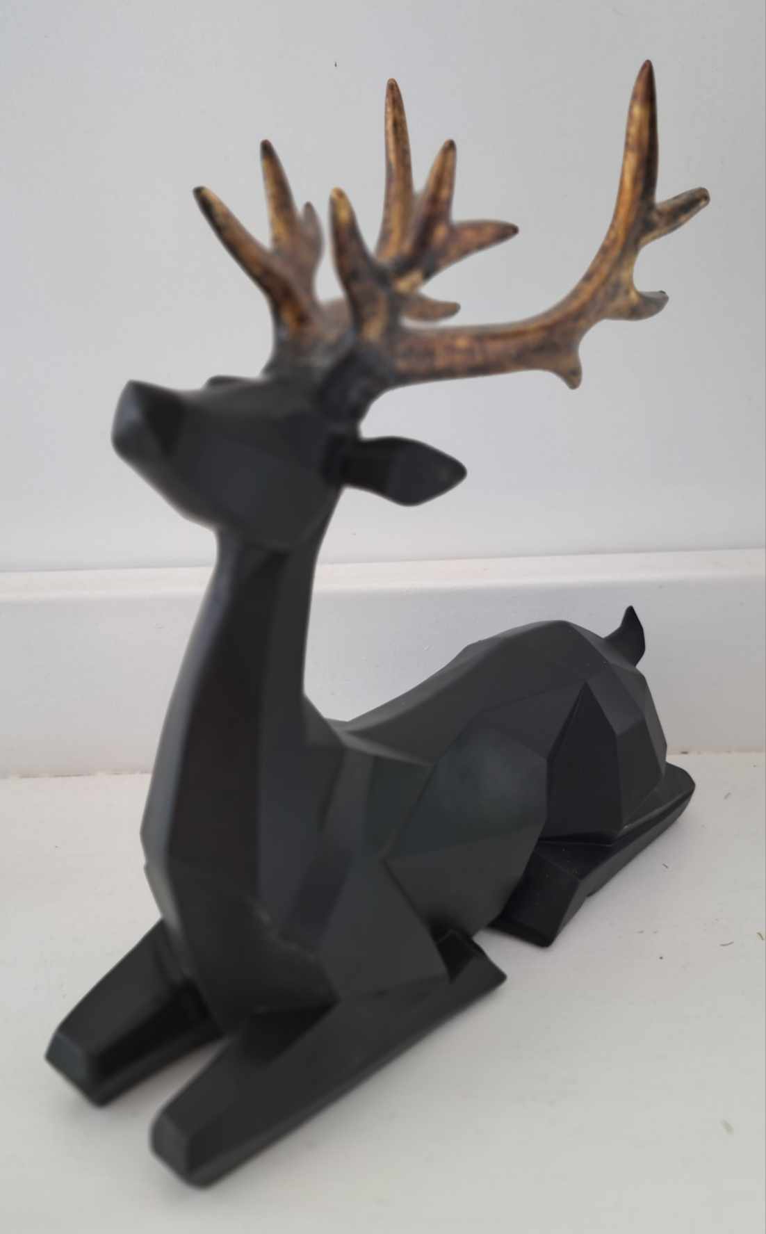 The Cottage Collection | Black Geo Stag with Gold Antlers