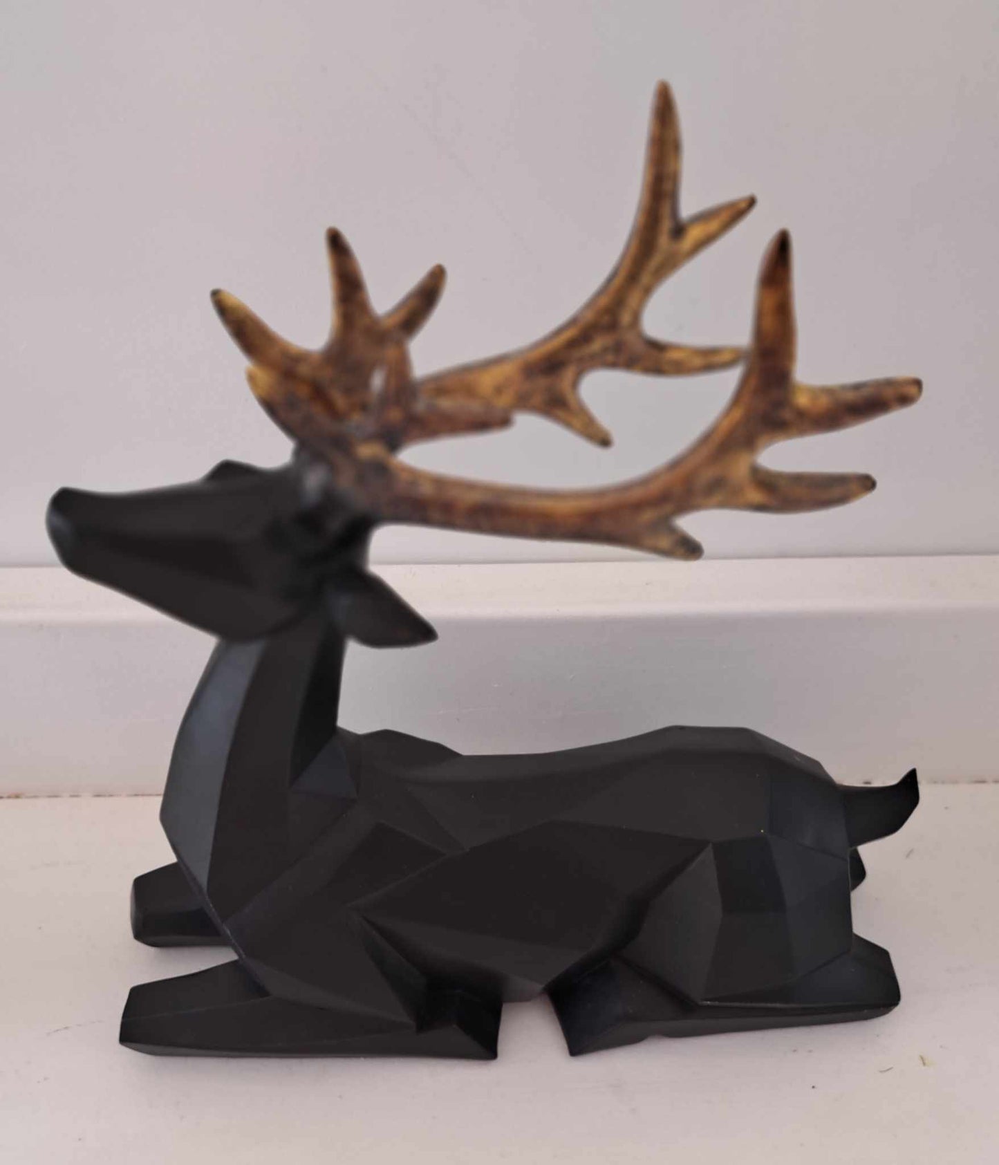 The Cottage Collection | Black Geo Stag with Gold Antlers