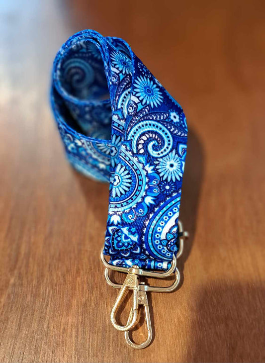 The Cottage Collection - Funky Ted Bag Strap - Blue Paisley