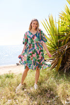 Orientique |Charli Tassel Tie Dress - Toucan Jungle Pink