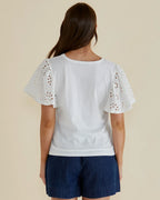 Betty Basics | Lottie Embroidered Tee - White