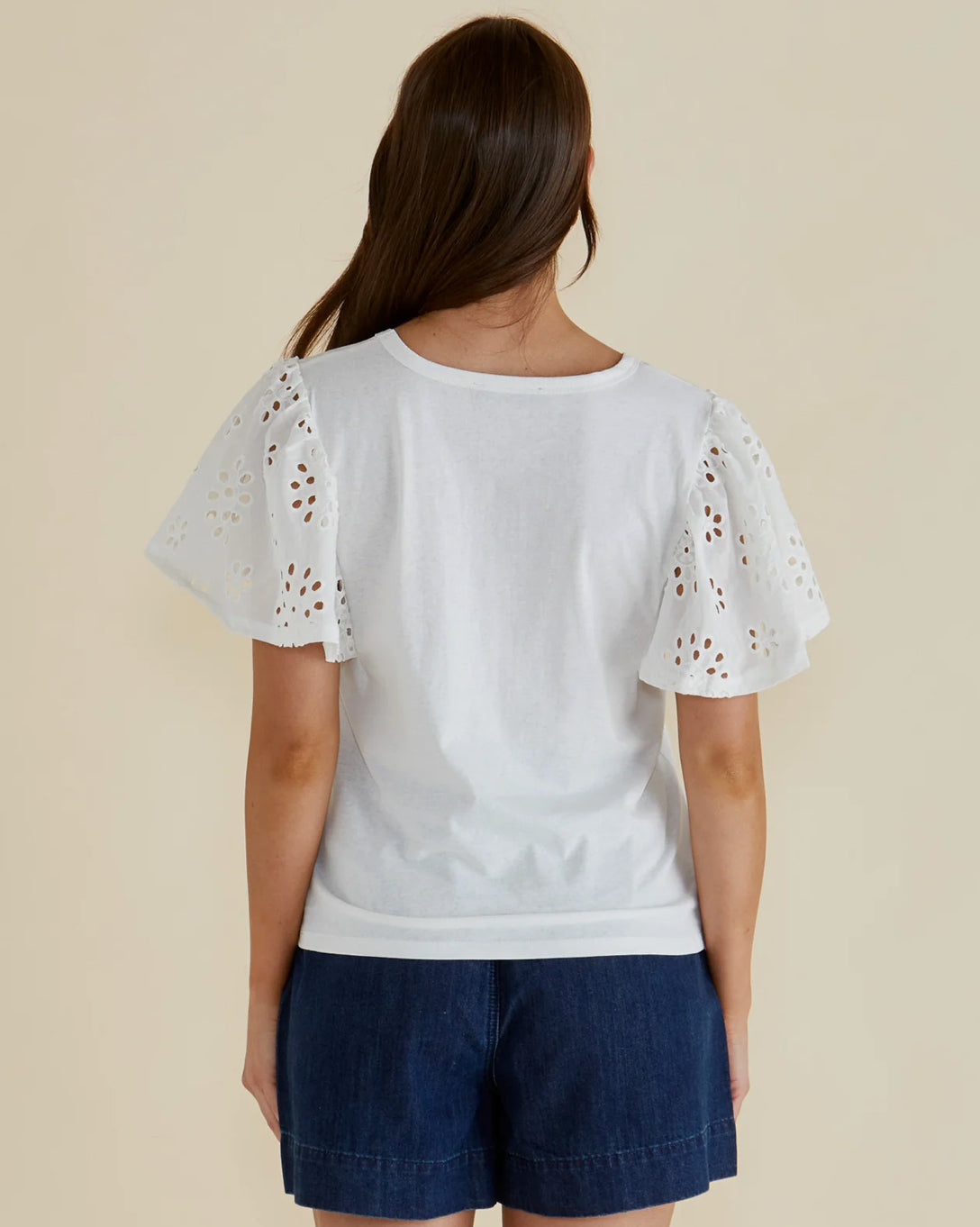 Betty Basics | Lottie Embroidered Tee - White