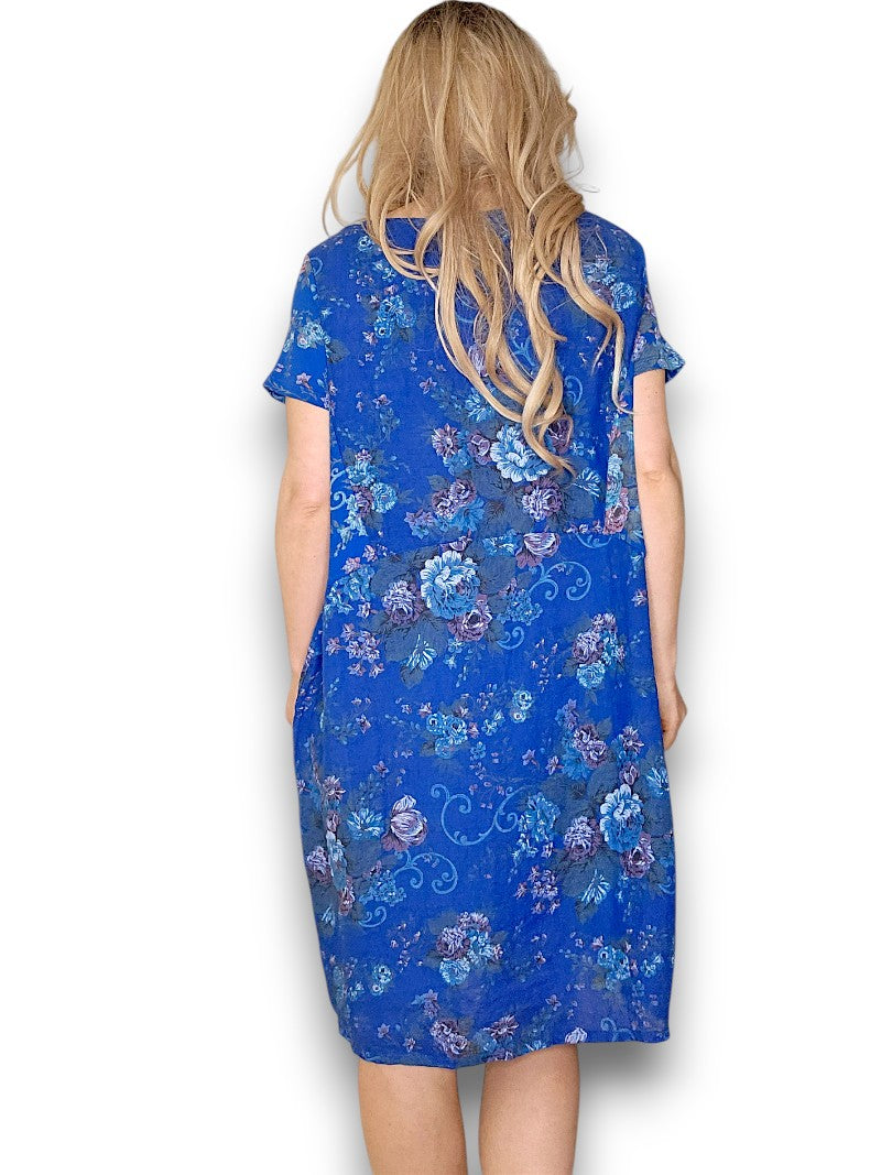 Helga May | Cobalt Twirl Rose Jungle Dress