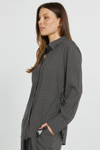 Betty Basics | Tessa Tie Shirt - Nutmeg Geo Print