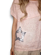 Helga May | Baby Pink Linen Star Top