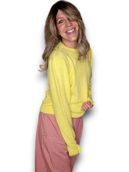 Helga May | Baby doll Long Sleeve Sweater - Lemon