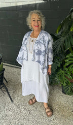 Helga May | White French Toille Angled Cover Up