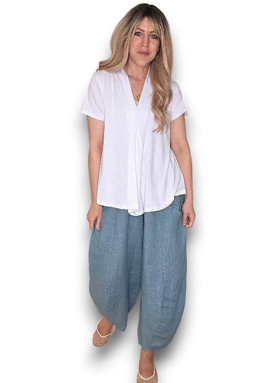 Helga May | Seafoam Barrel Linen Pants