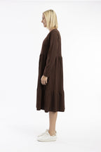 Orientique | Essential Knit Layer Dress - V Neck Chocolate