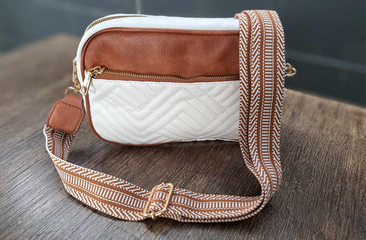 The Cottage Collection | White/Tan - Abbie Bag