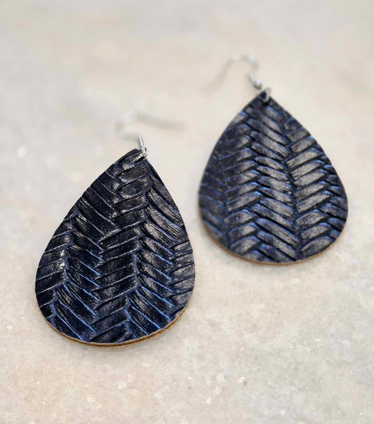 The Cottage Collection | Navy - Flick Leather Earrings