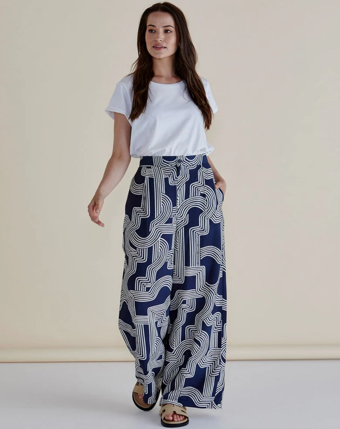 Betty Basics | Zander Pant - Navy Geo