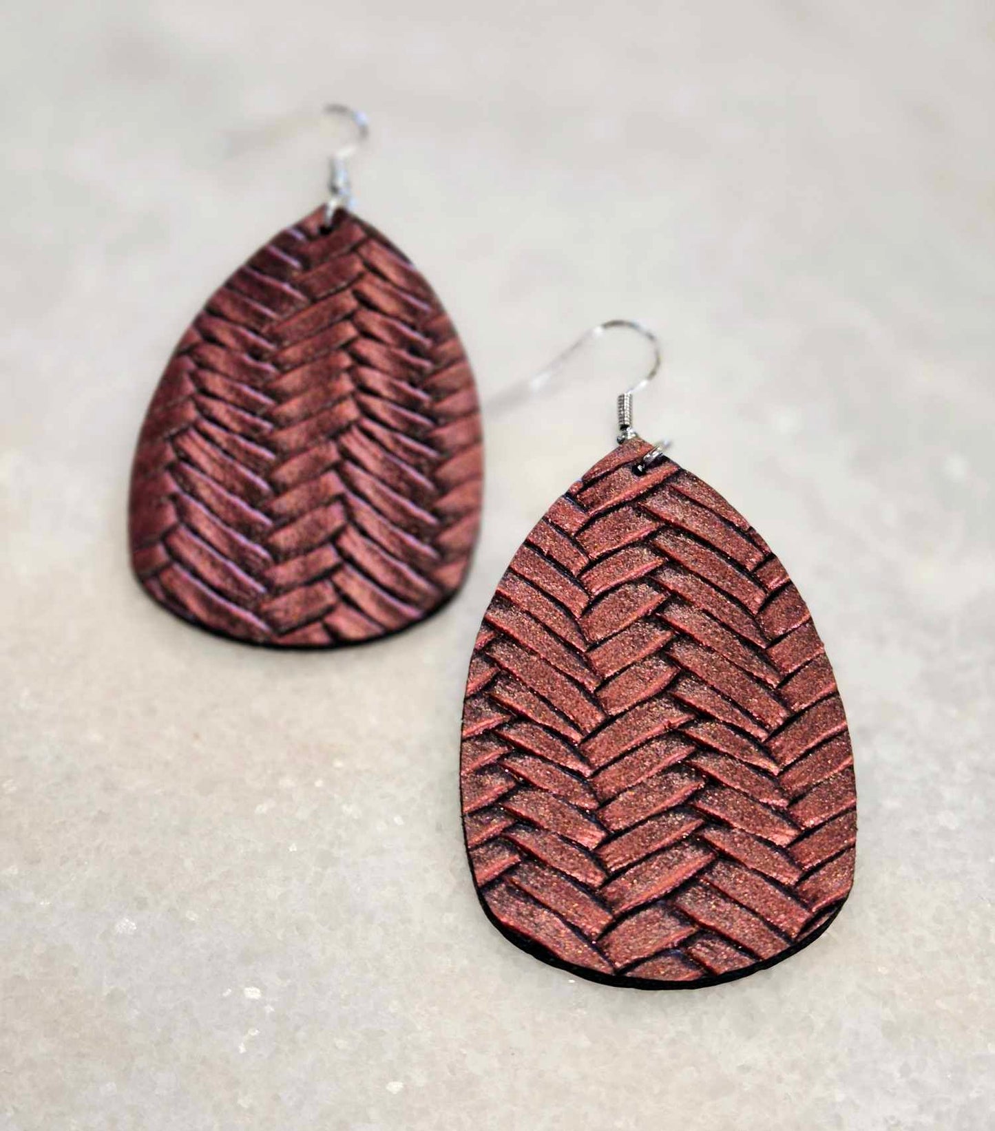 The Cottage Collection | Metallic Burgundy - Flick Leather Earrings