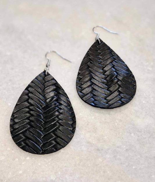 The Cottage Collection | Black - Flick Leather Earrings