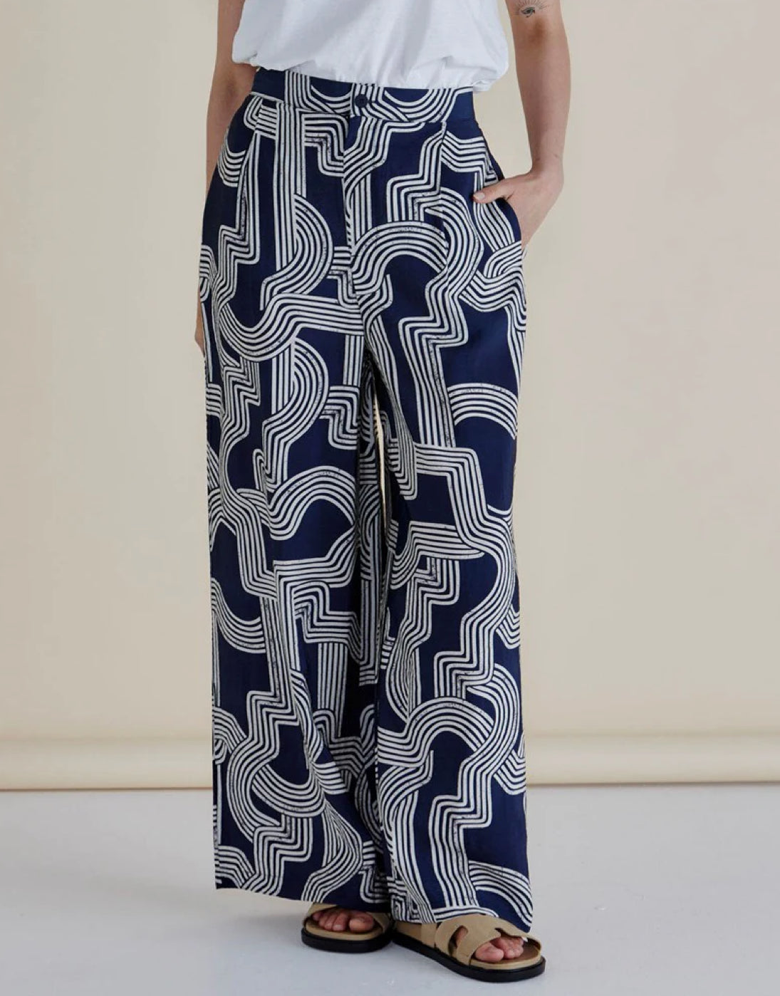 Betty Basics | Zander Pant - Navy Geo