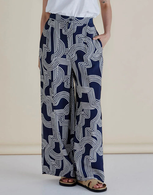 Betty Basics | Zander Pant - Navy Geo