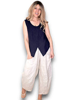 Helga May | Overlap Linen Tank - Navy