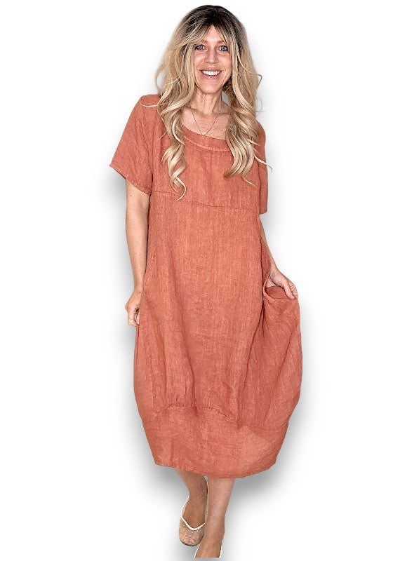 Helga May | Brick Mid Sleeve Maxi Dress