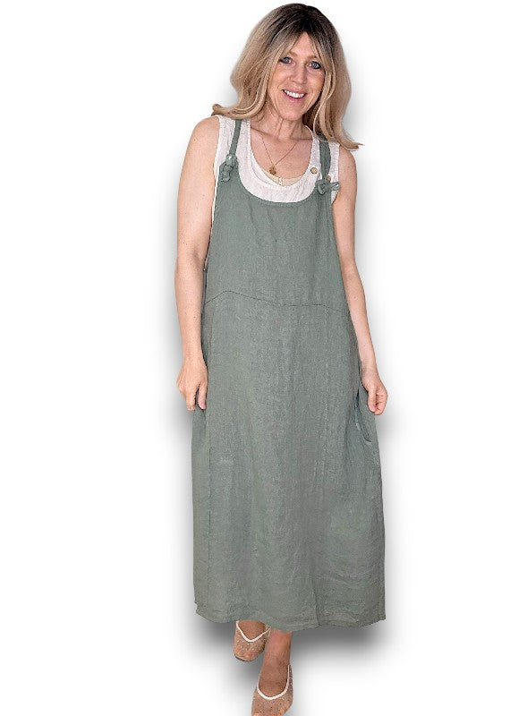 Helga May | Pinny Tie Jumpsuit - Forest