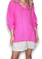 Helga May | Hot Pink Coastal Fray Tunic