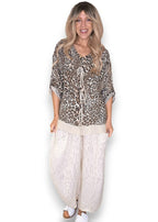 Helga May | Beige Leopard Trois Button Top