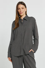 Betty Basics | Tessa Tie Shirt - Nutmeg Geo Print