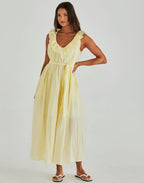 Sass | Lilla Ruffled Neck Dress - Butter Yellow