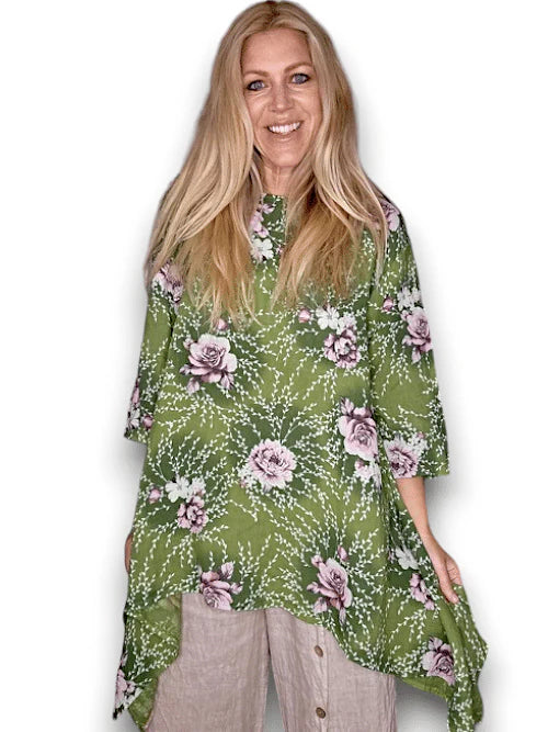 Helga May | Green Bridal Rose Top