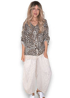 Helga May | Beige Leopard Trois Button Top