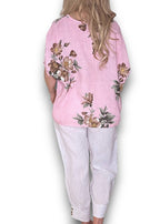 Helga May | Bubblegum Spring Blossom Linen Top