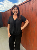 The Cottage Collection | Chloe Linen Top - Black