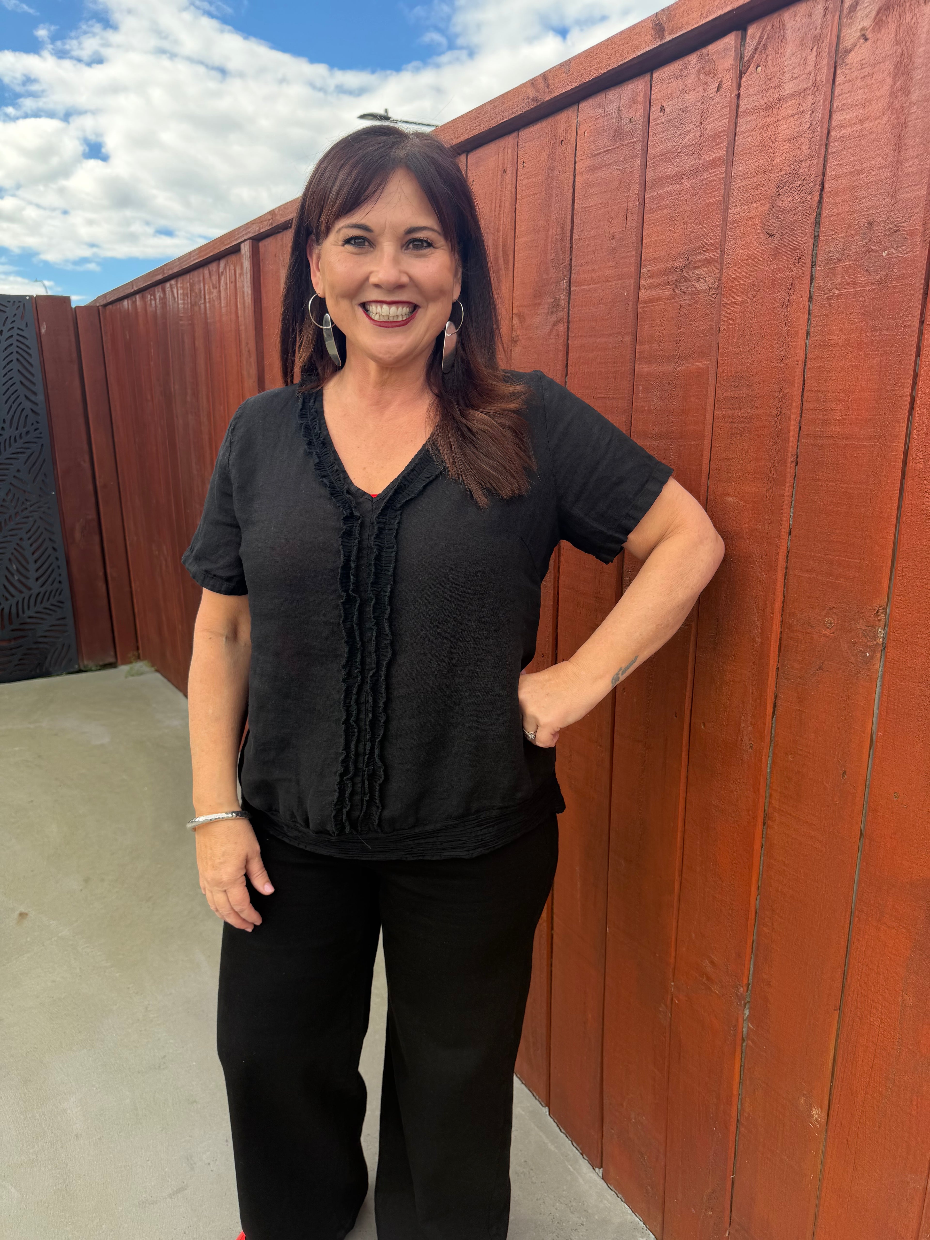 The Cottage Collection | Chloe Linen Top - Black
