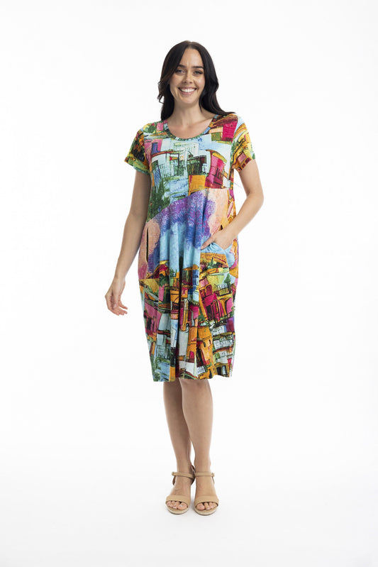 Orientique | Printed Cotton Short Sleeve Bubble Dress