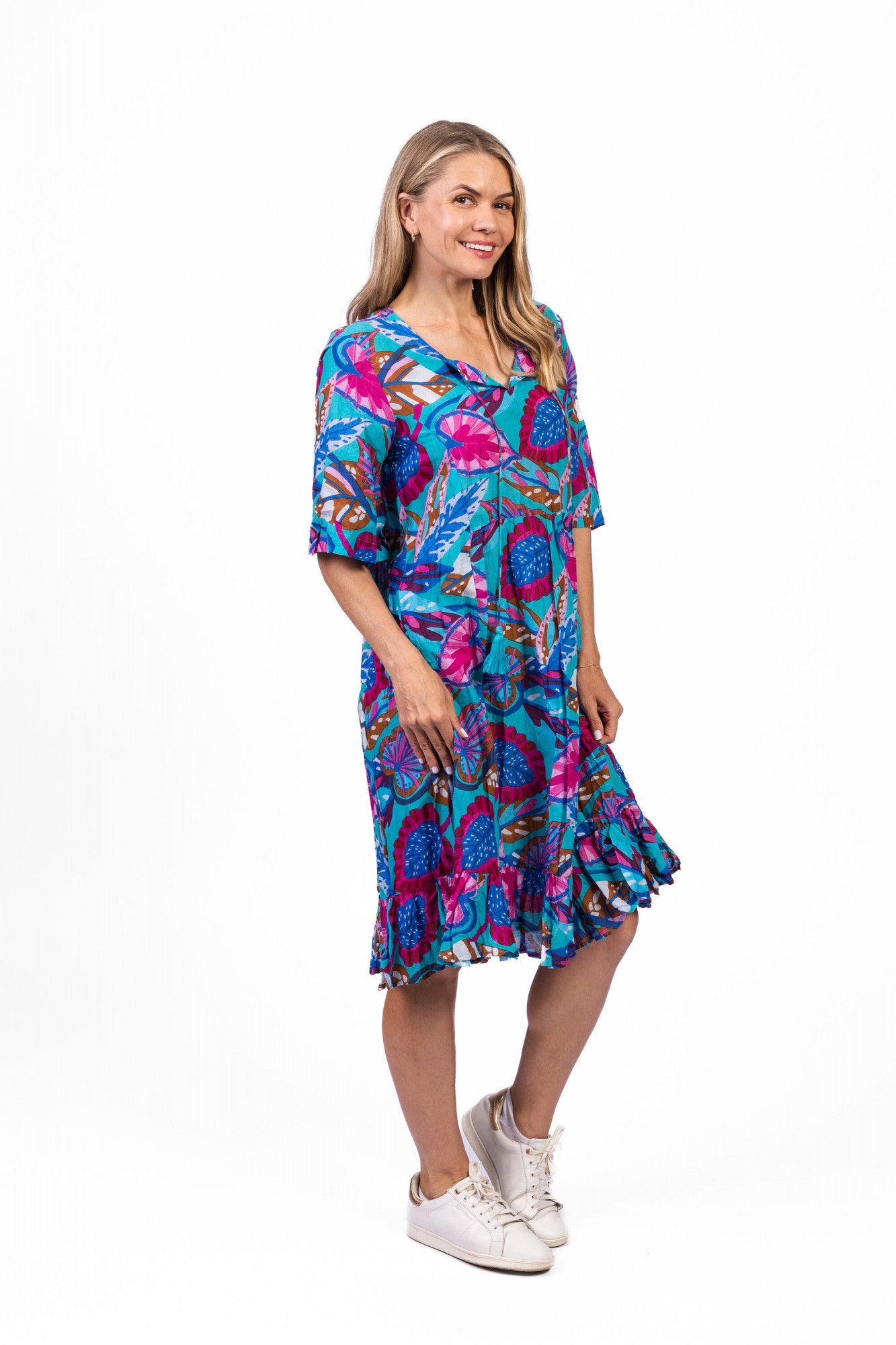 Orientique |Charli Tassel Tie Dress - Trop Mad Blue