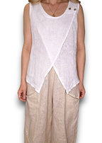 Helga May | Overlap Linen Tank - White