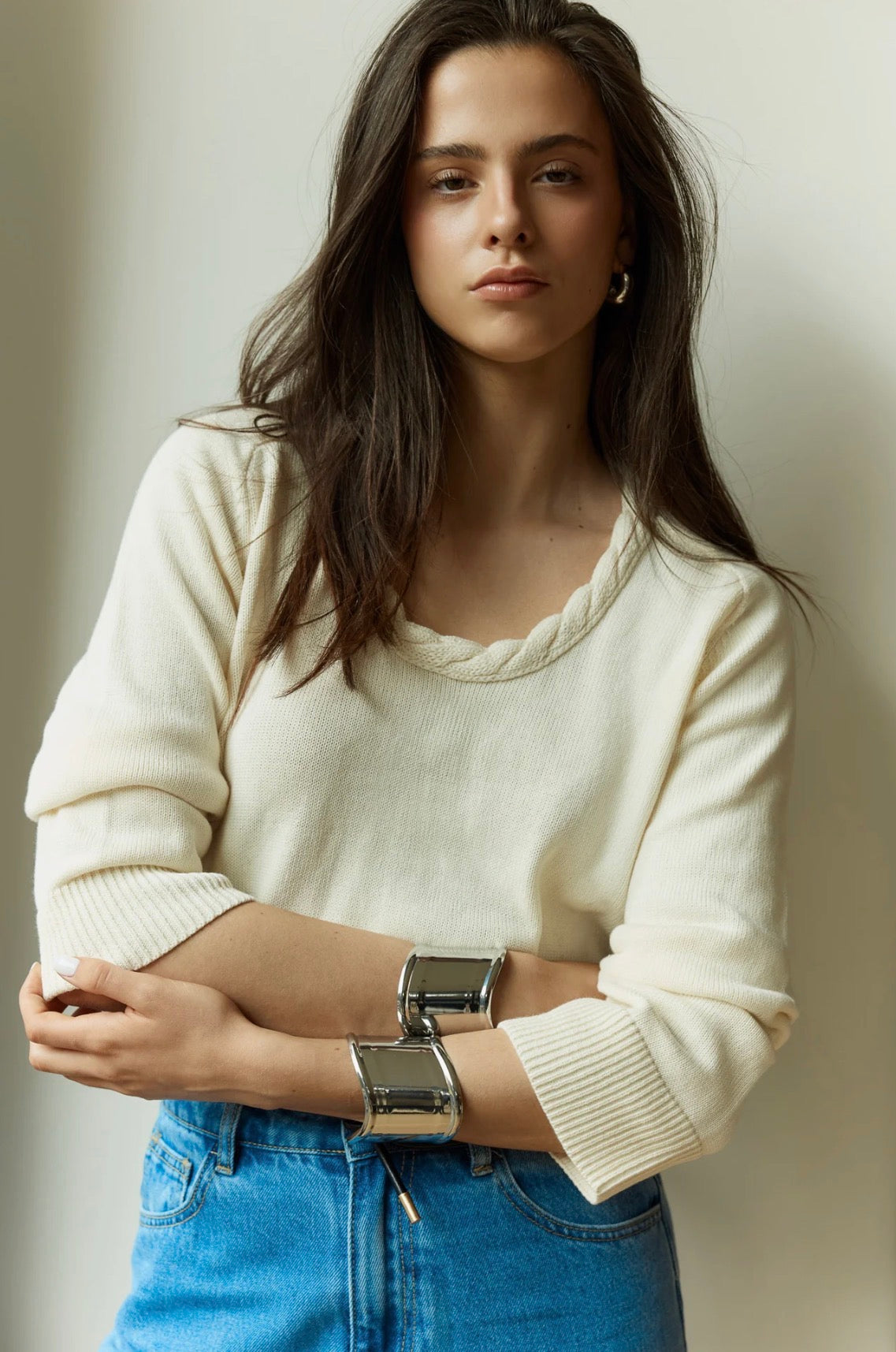 Sass Clothing | Roe Braided Neck Knit
